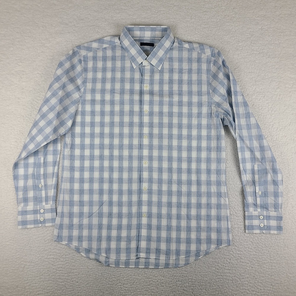 Zachary‎ Prell Shirt Mens Large Blue White Check Dress Button Up